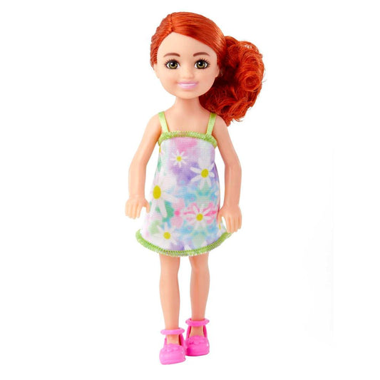 Barbie Chelsea Doll Floral Dress and Shoes with Red Hair & Green Eyes HNY56