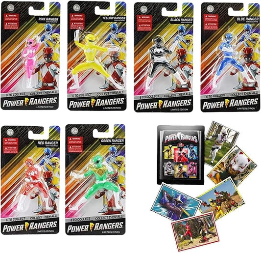 Limited Edition Mighty Morphin Power Rangers Mini 2.5'' Action Figures - Collectible Set of 6 Including the Original Green Ranger & Bonus Sticker Pack - Officially Licensed & Inspired by the Classic Series